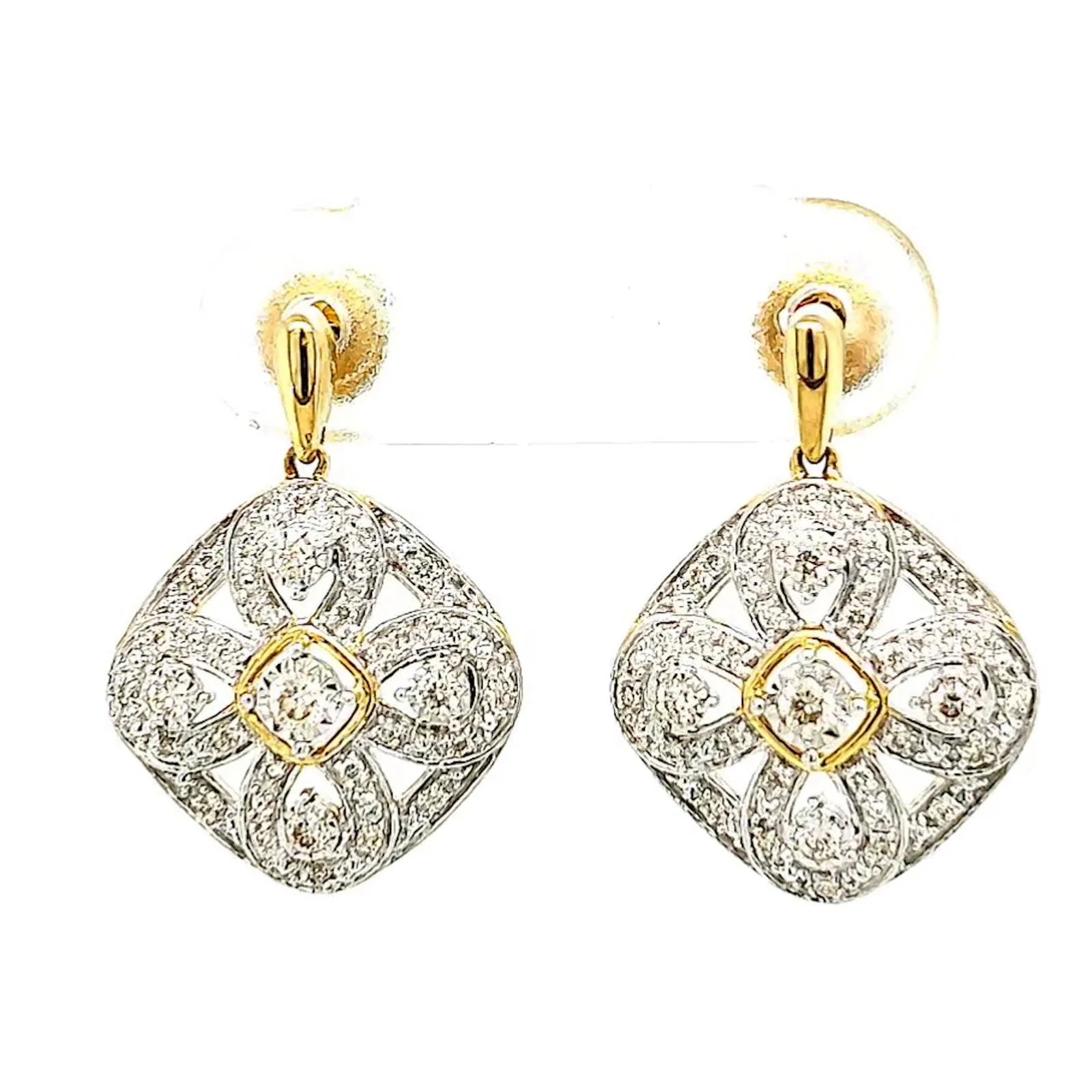 9ct Yellow Gold Round Brilliant Cut 0.30 CARAT tw of Diamonds Drop Earrings