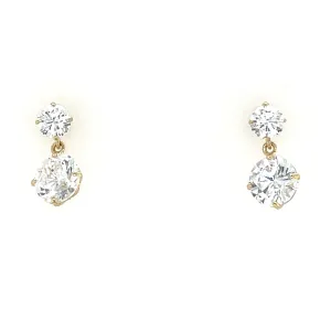 9ct Yellow Gold Round Cz Drop Earrings