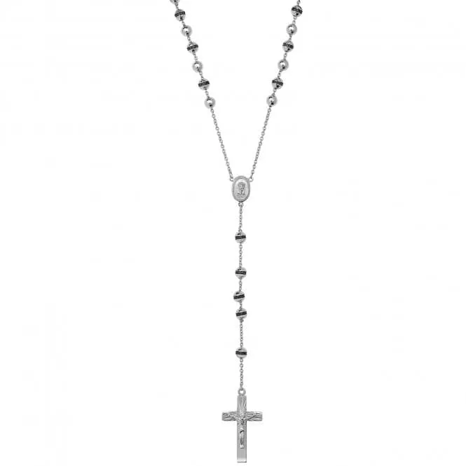 Acotis Silver Necklace Rosary Bead Black Zirconia G3057BK