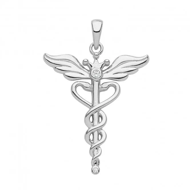 Acotis Silver Pendant Rhodium Plated Caduceus G61116