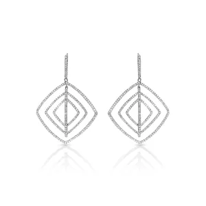 Adelynn 3 Carat Round Brilliant Diamond Hanging Earrings in 14k White Gold