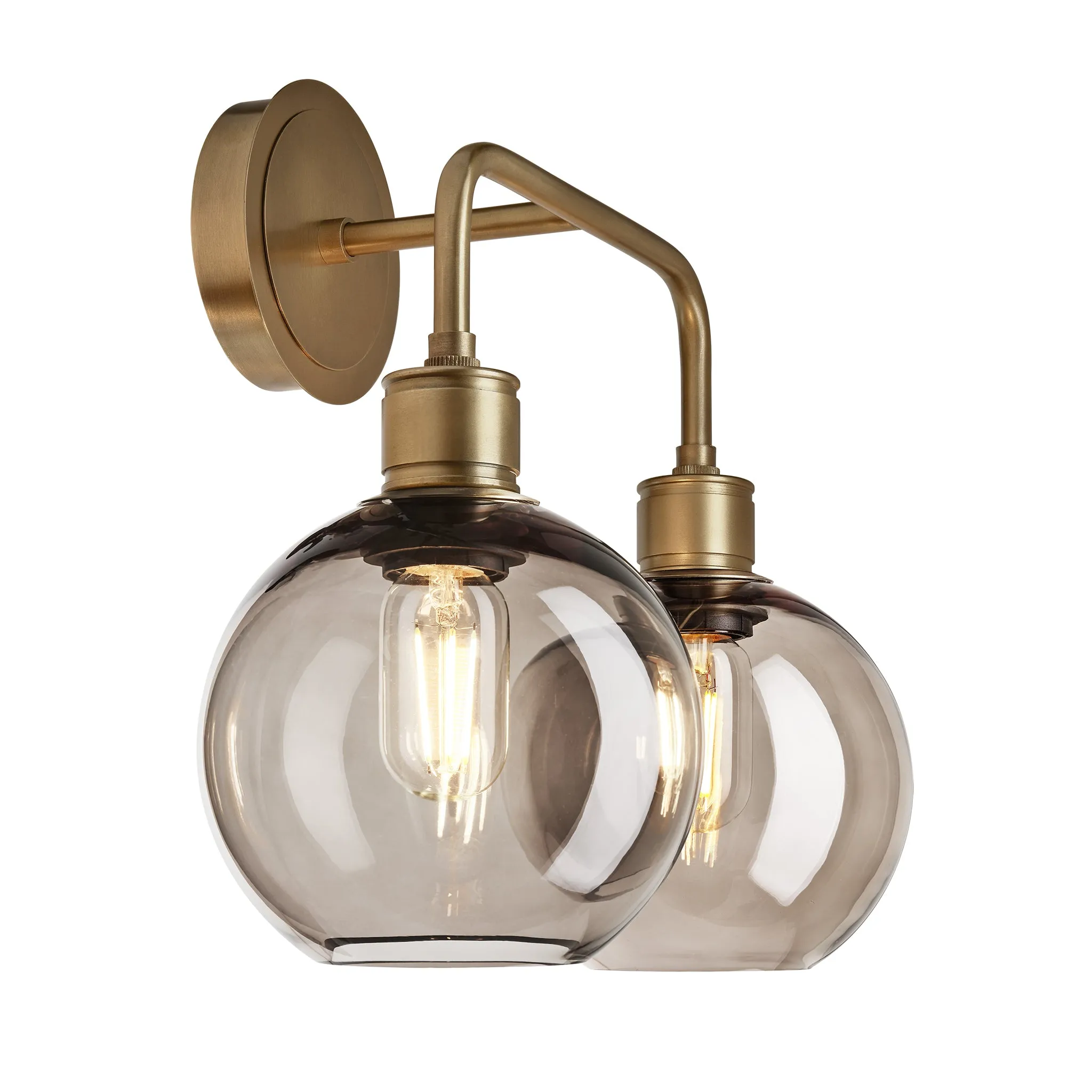 Albany Smoked Glass Globe Double Wall Light - 7 Inch - Mocha