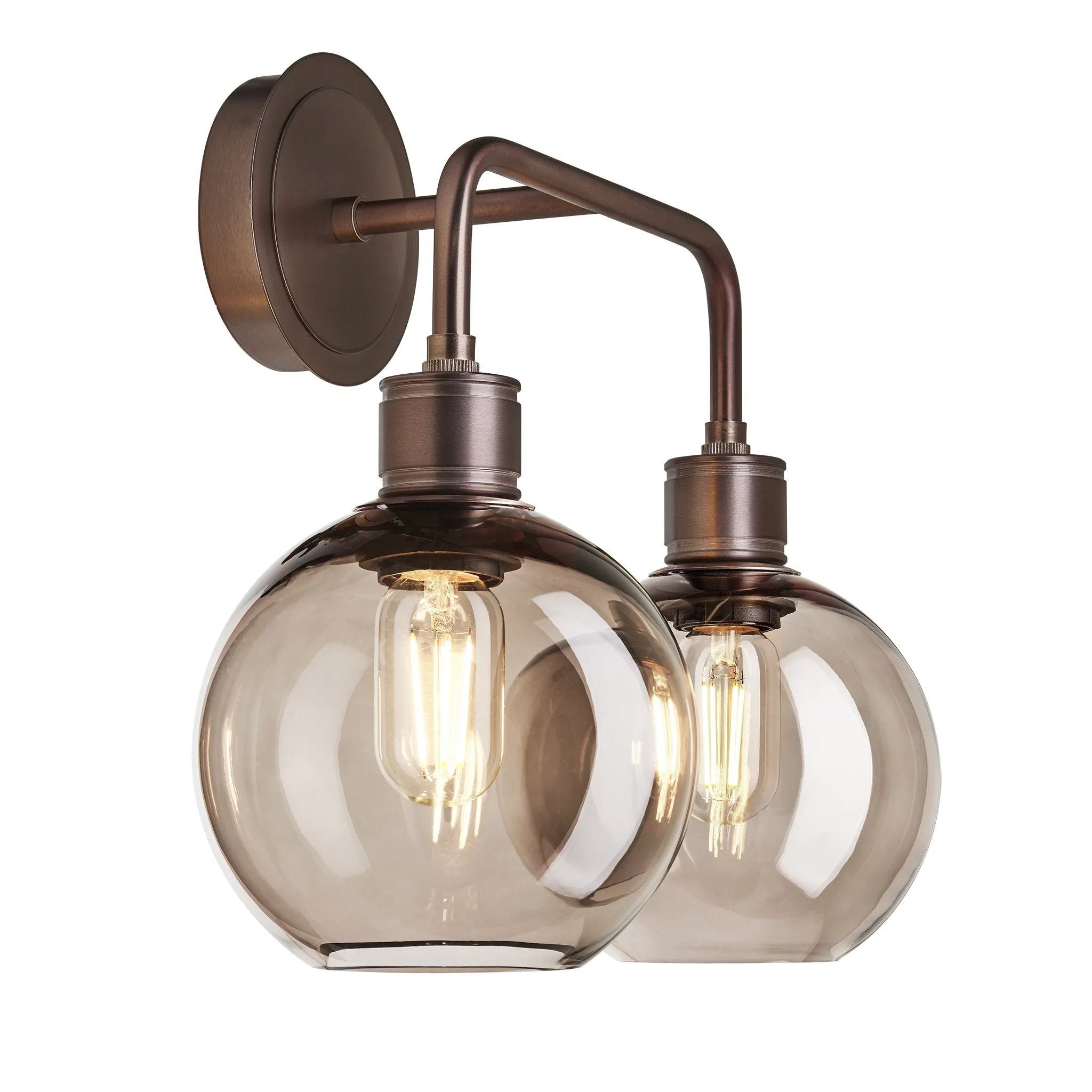 Albany Smoked Glass Globe Double Wall Light - 7 Inch - Mocha