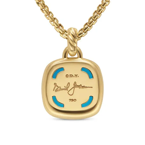 Albion Pendant in 18K Yellow Gold with Turquoise and Diamonds, 15mm