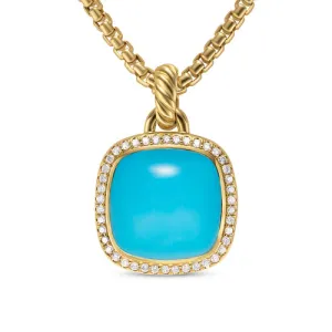 Albion Pendant in 18K Yellow Gold with Turquoise and Diamonds, 15mm