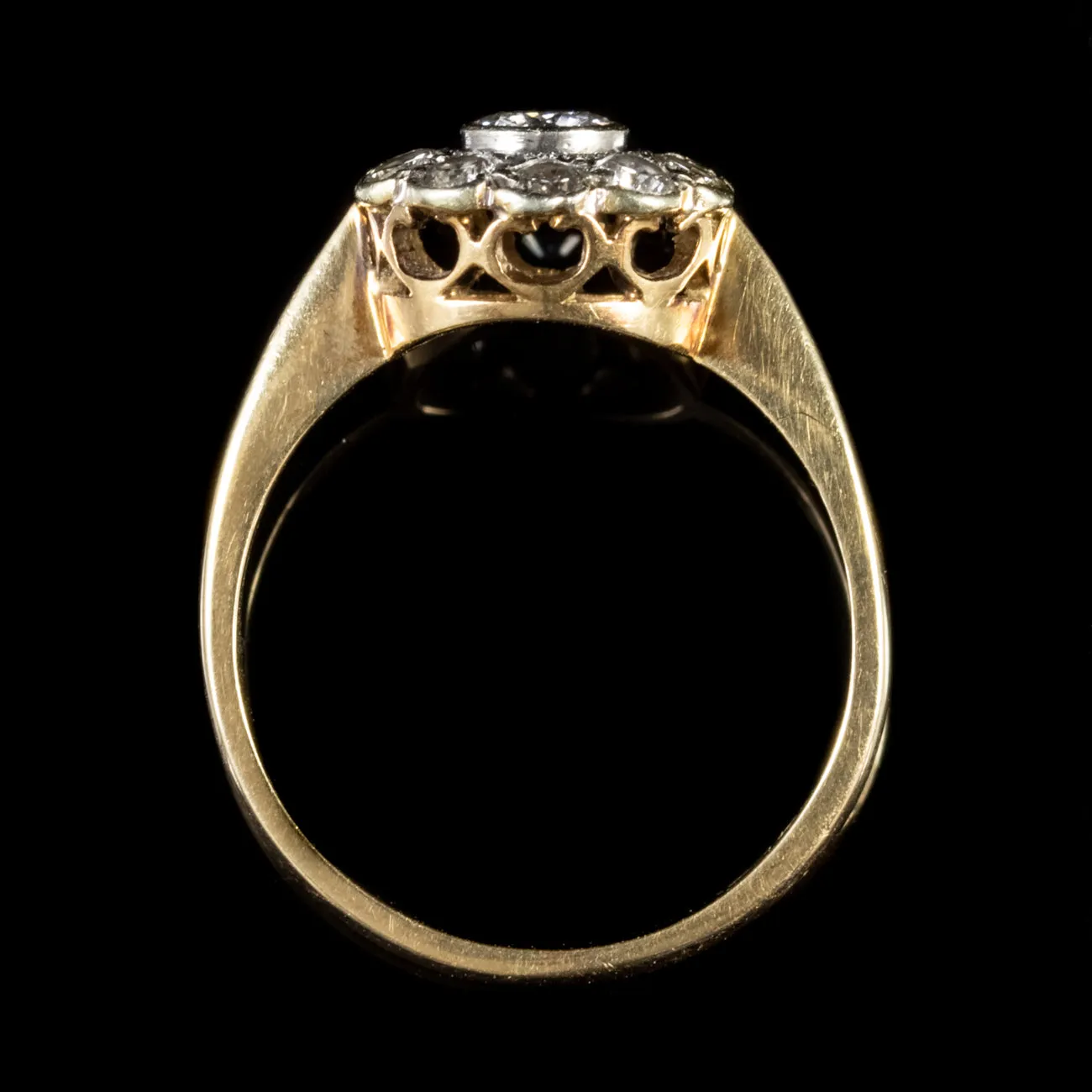 Antique Edwardian Diamond Cluster Ring Gold Circa 1910