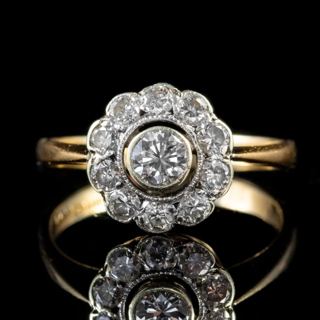 Antique Edwardian Diamond Cluster Ring Gold Circa 1910