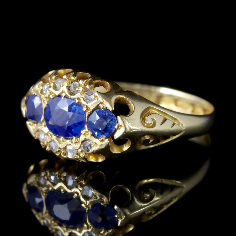 Antique Edwardian Sapphire Diamond Ring Dated Chester 1903