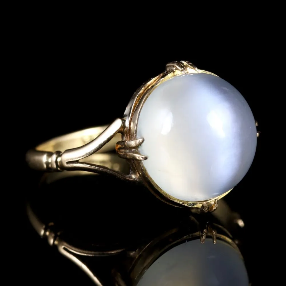 Antique Victorian Large Moonstone Ring 18Ct Circa 1900