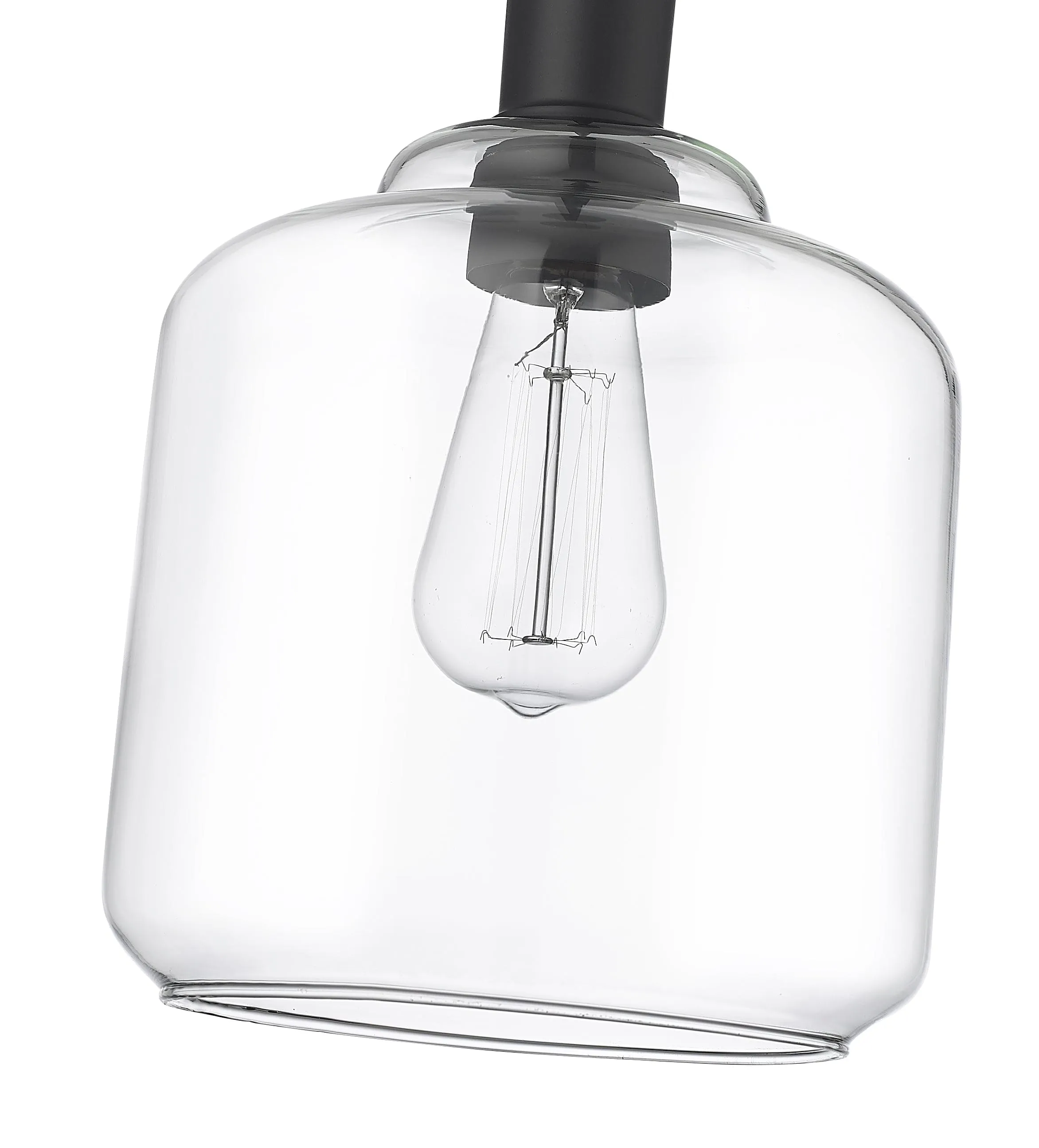 Asheville Mini-Pendant - Matte Black - Clear Glass - 8in. Diameter - E26 Medium Base