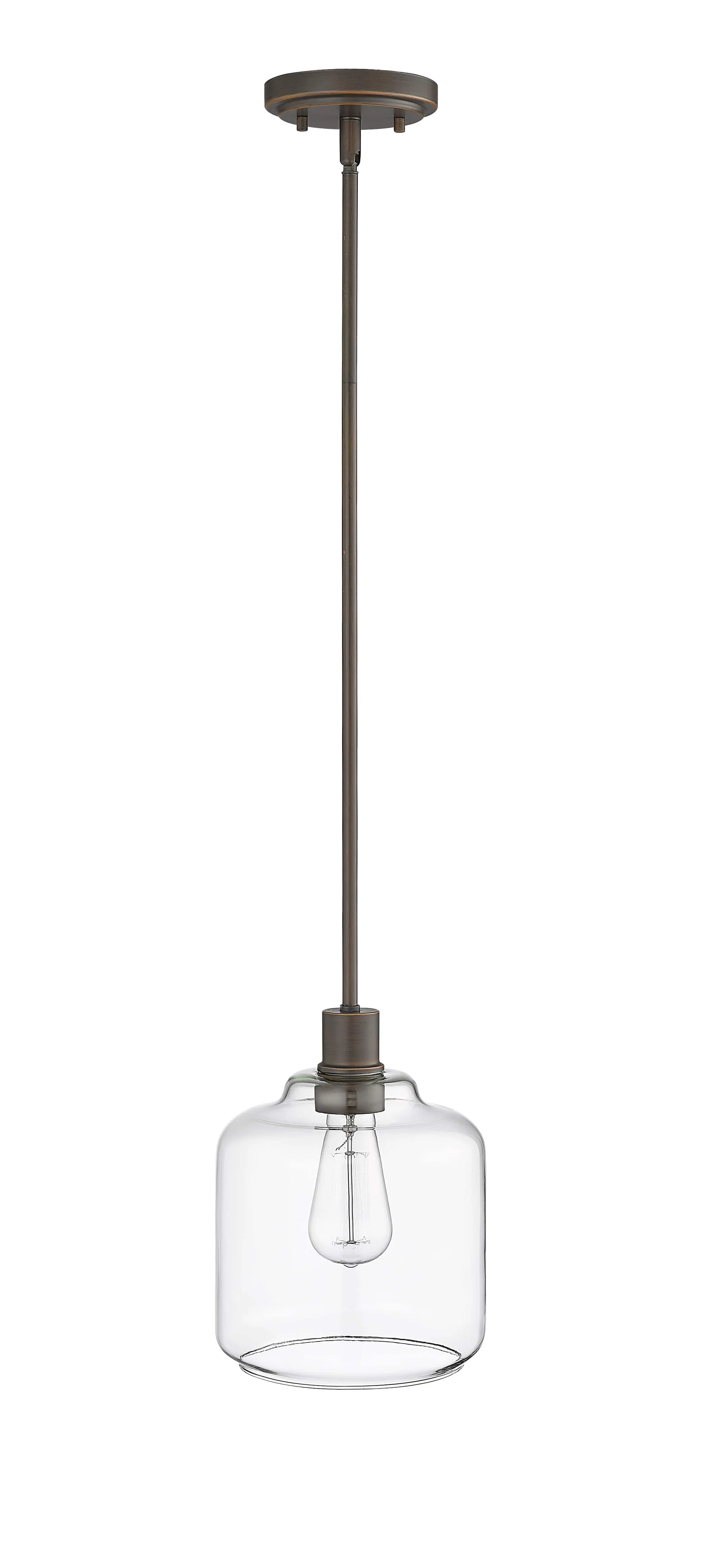 Asheville Mini-Pendant - Rubbed Bronze - Clear Glass - 8in. Diameter - E26 Medium Base