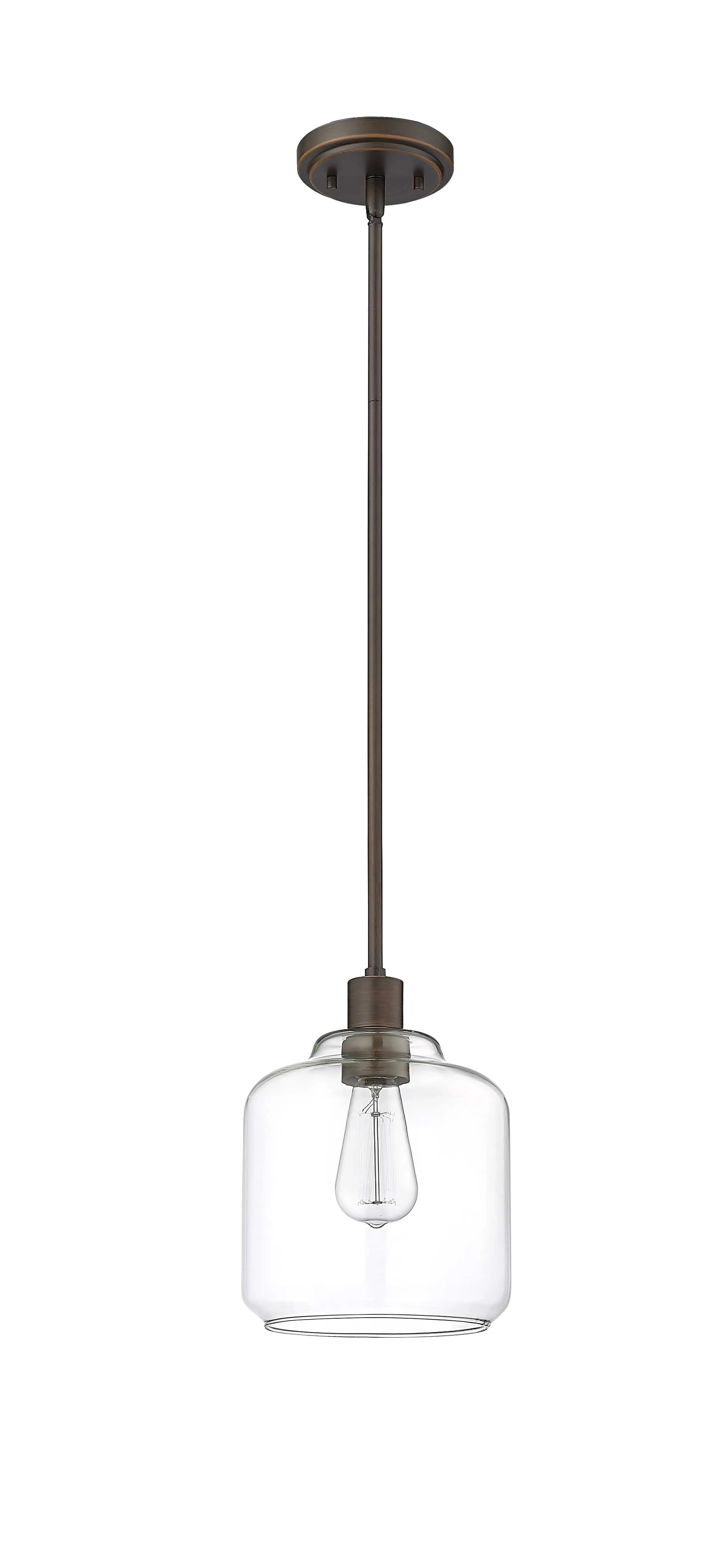 Asheville Mini-Pendant - Rubbed Bronze - Clear Glass - 8in. Diameter - E26 Medium Base