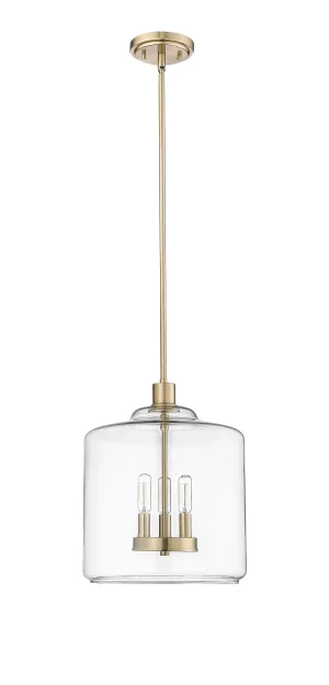 Asheville Pendant - Modern Gold - Clear Glass - 12in. Diameter - E12 Candelabra Base