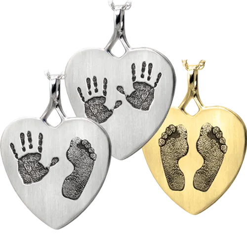 B&B Two Footprints/Handprints Heart Pendant