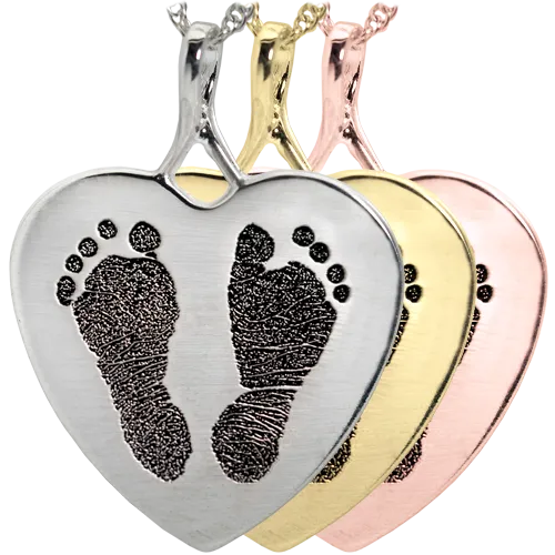 B&B Two Footprints/Handprints Heart Pendant