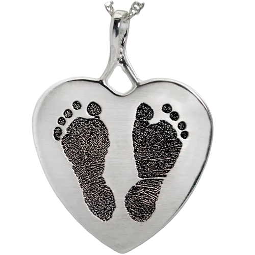 B&B Two Footprints/Handprints Heart Pendant