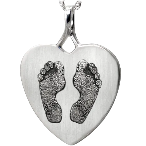 B&B Two Footprints/Handprints Heart Pendant