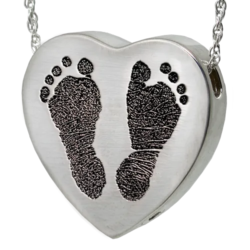 B&B Two Footprints/Handprints Heart Pendant