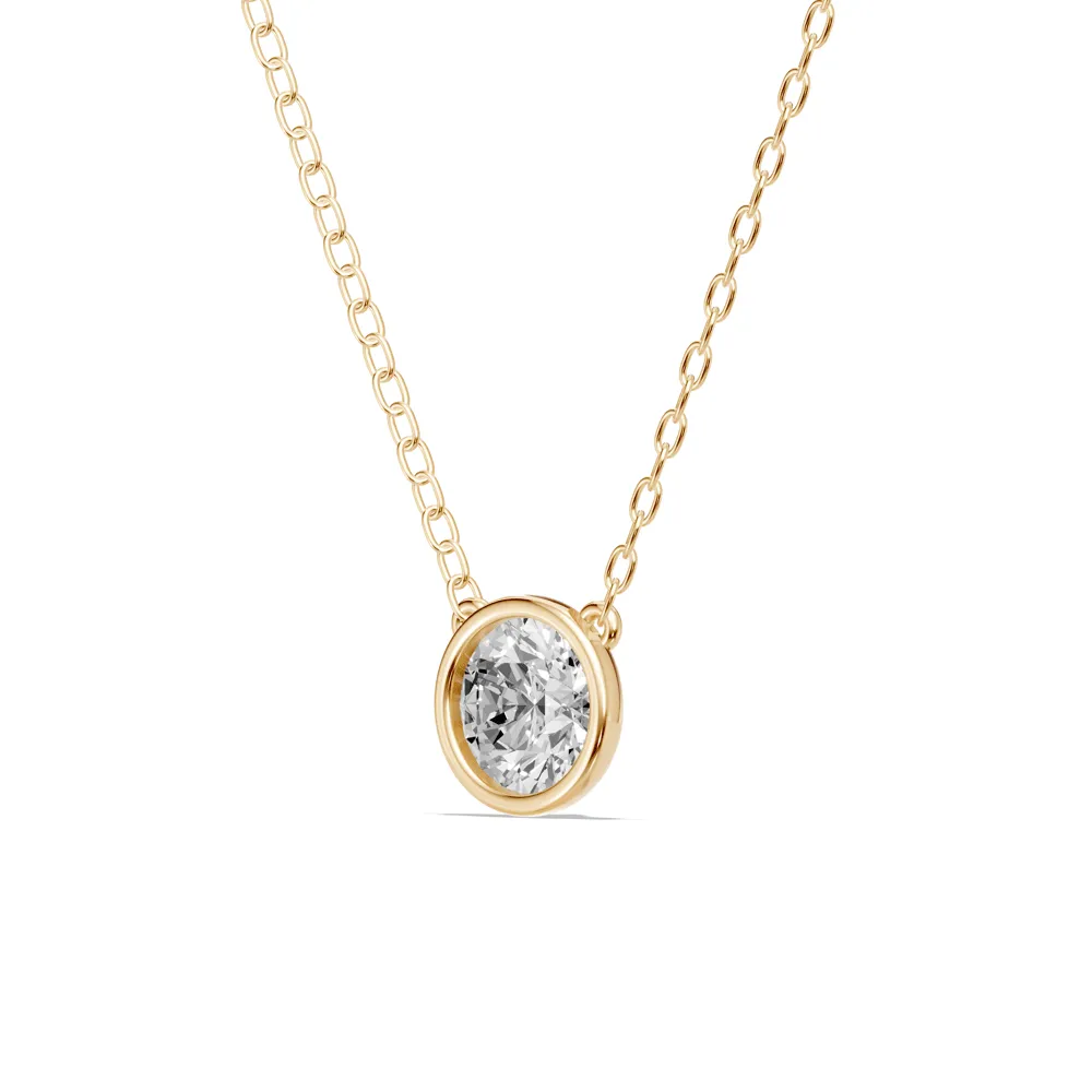 Bezel Necklace with 0.80ct of Laboratory Grown Diamonds in 9ct Yellow Gold