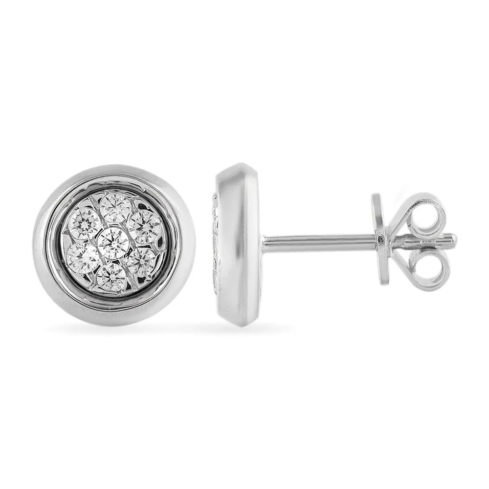 Bezel Set Stud Earrings with 0.10ct of Diamonds in Sterling Silver