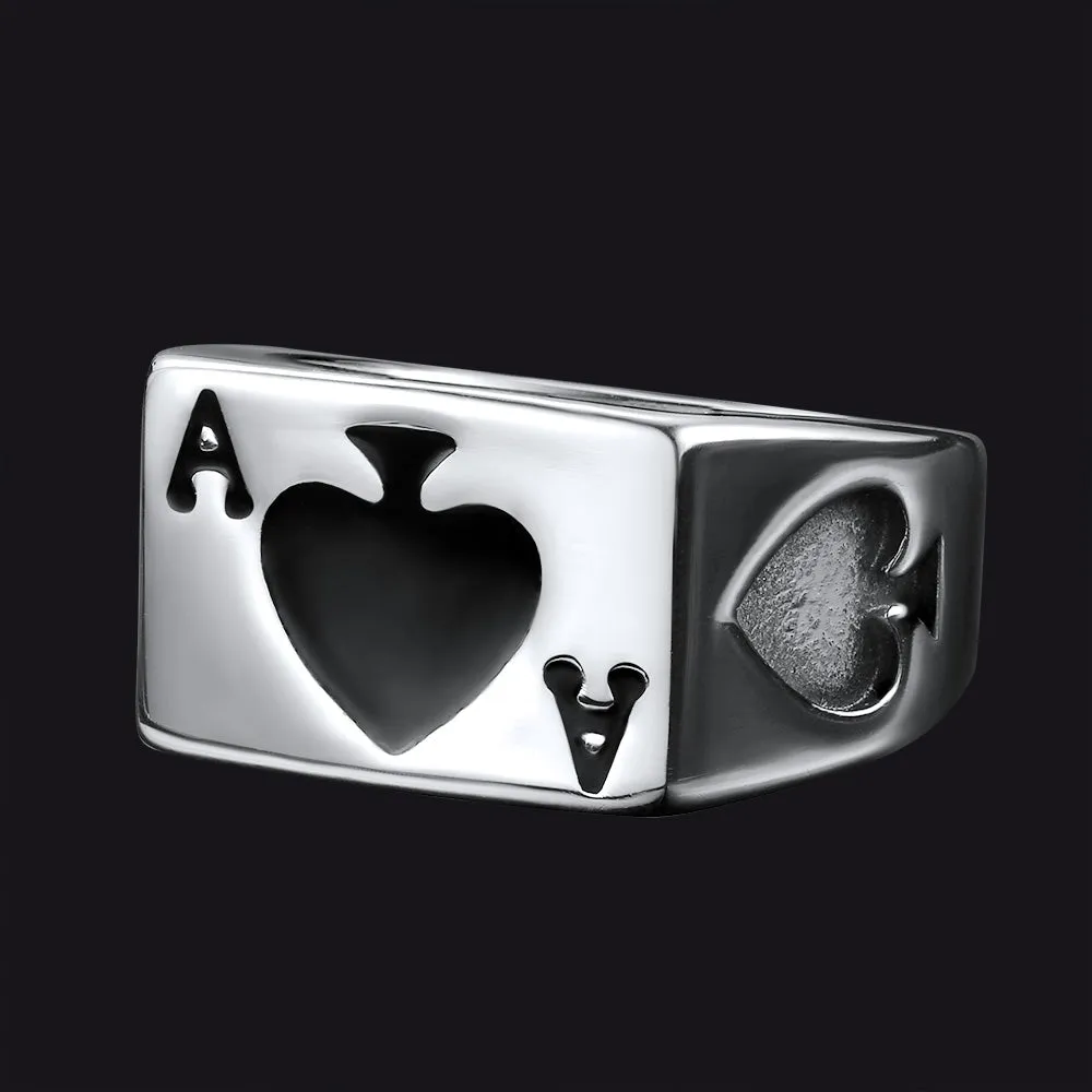 Biker Poker Spade A Ring for Men