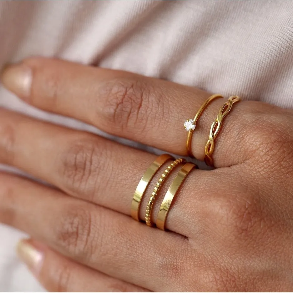 Braided Skinny Ring Gold