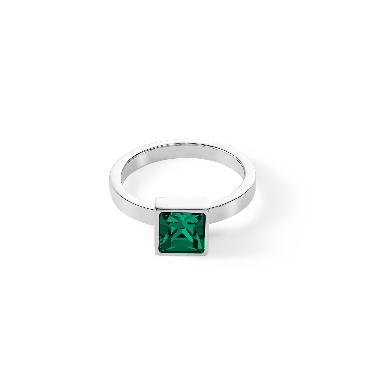 Brilliant Square big ring silver dark green