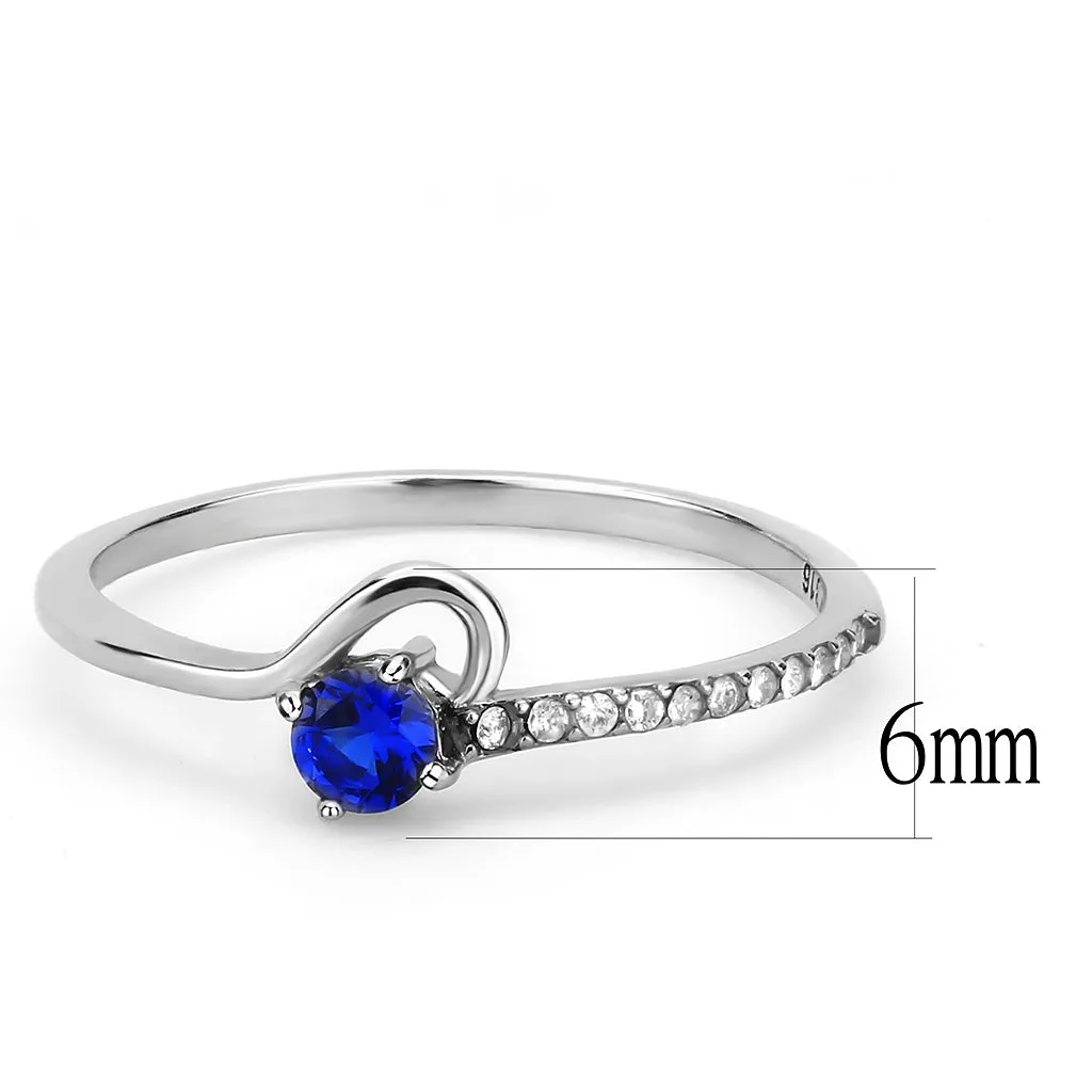 CJ114 Wholesale Women's Stainless Steel AAA Grade Cubic Zirconia London Blue Solitaire Minimal Ring