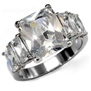 CJ7692OS Wholesale - Stainless Steel Princess CZ Engagement Ring