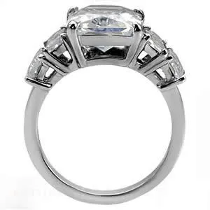 CJ7692OS Wholesale - Stainless Steel Princess CZ Engagement Ring