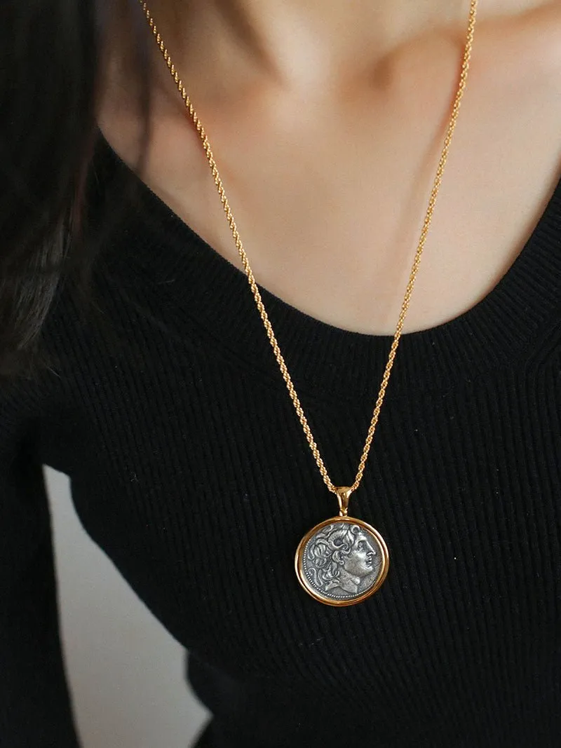 Classic Alexander Silver Coin Plus Necklace