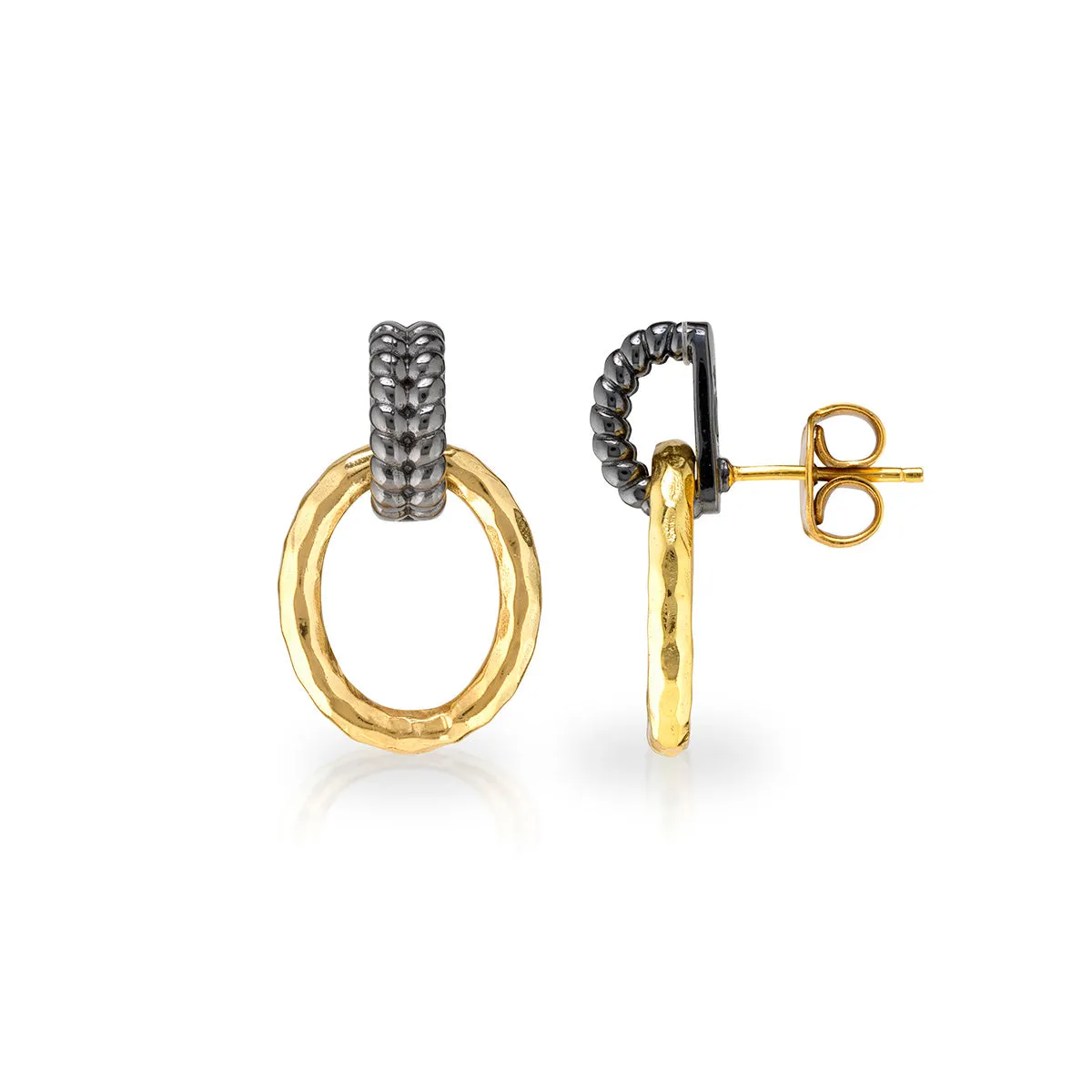 Cleopatra Regal Link Earrings - Gold/Midnight