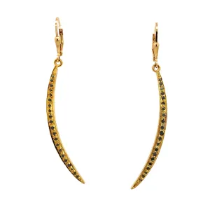 Crescent Earring with Black Diamonds, 18k Vermeil