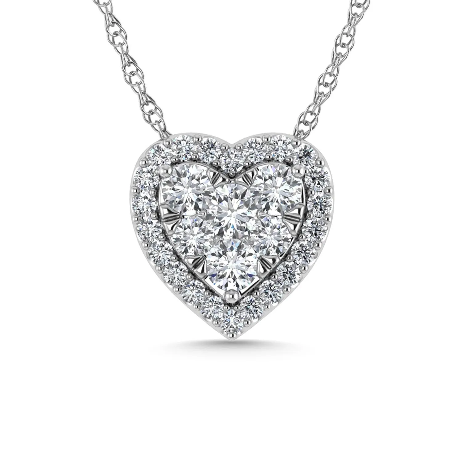 Diamond 1 Ct.Tw. Heart Pendant in 14K White Gold