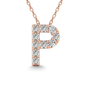 Diamond 1/10 Ct.Tw. Letter P Pendant in 14K Rose Gold"