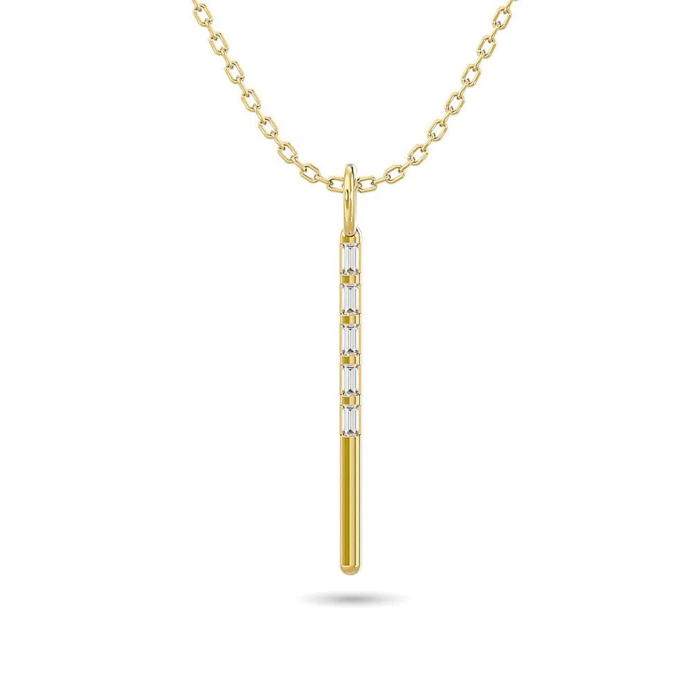 Diamond 1/10 Ct.Tw. Straight Baguette Bar Pendant in 10K Yellow Gold