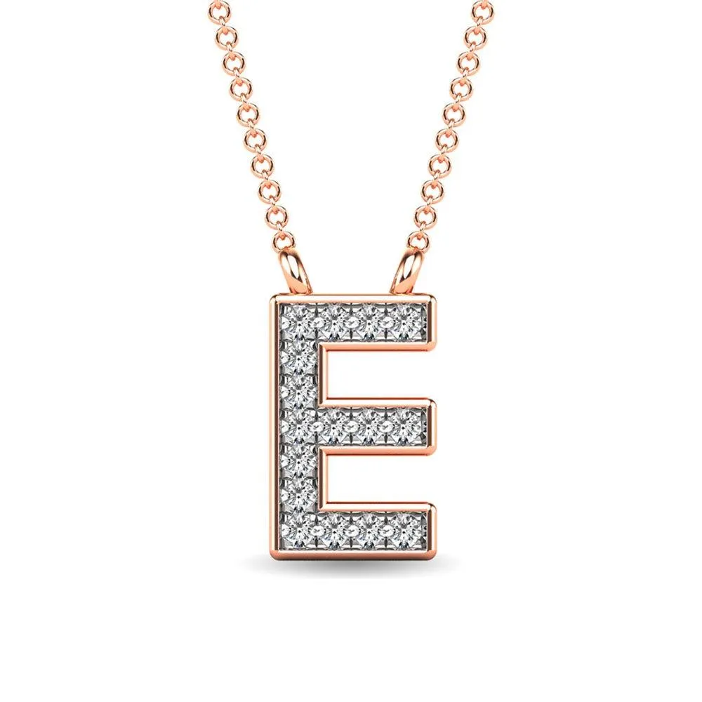 Diamond 1/20 Ct.Tw. Letter E Pendant in 10K Rose Gold