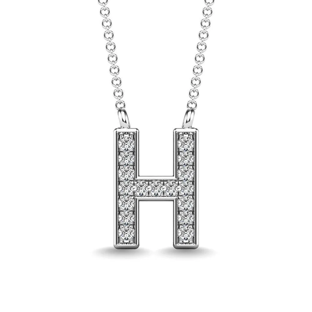 Diamond 1/20 Ct.Tw. Letter H Pendant in 10K White Gold