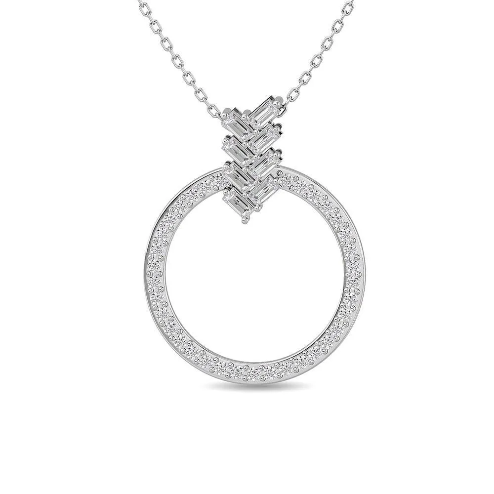 Diamond 1/4 Ct.Tw. Open Circle Fashion Pendant in 10K White Gold