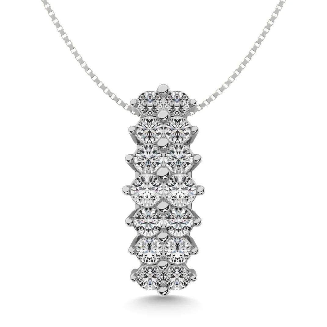 Diamond 2 ct tw Round Cut Pyramid Pendant in 14K White Gold