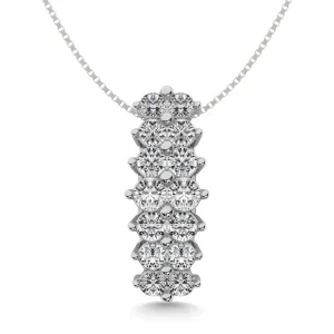 Diamond 2 ct tw Round Cut Pyramid Pendant in 14K White Gold