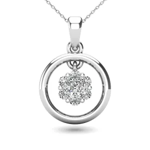 Diamond 3/8 Ct.Tw. Open Circle Flower Pendant in 10K White Gold