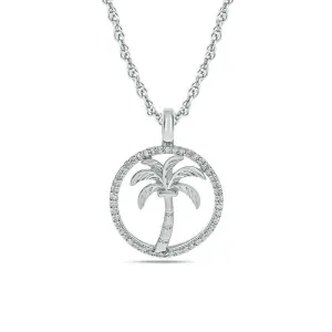 Diamond Sea Of life Palm Tree Pendant 1/8 ct tw in Sterling Silver