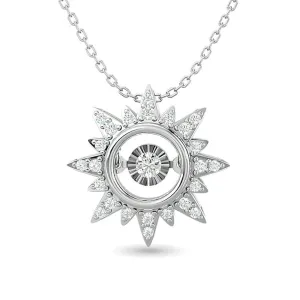 Diamond Shimmering Sun Pendant 1/6 ct tw in 10K White Gold