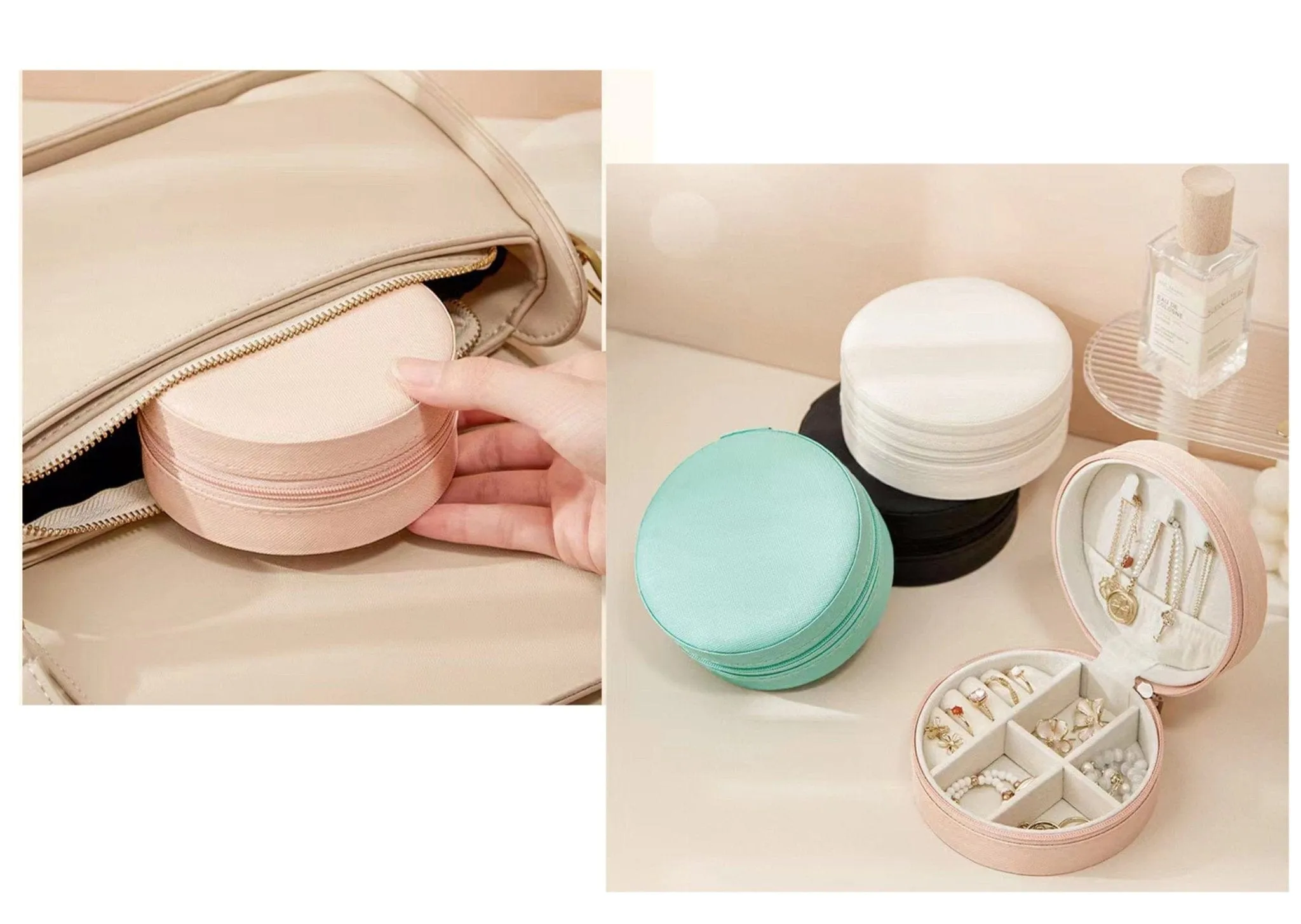 EG10267 Round Zip Around Jewelry Box