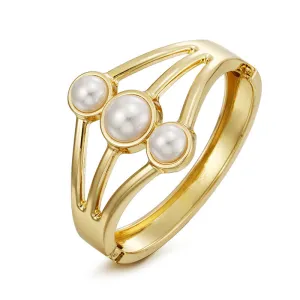 Exquisite Pearl Bracelets with Wide Zinc Alloy Metal Design - Vienna Verve Series