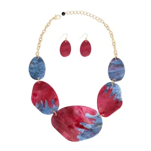 Fabulous Stylish Gold & Fuchsia-purple Necklace Set - A Must-Have Accessory!