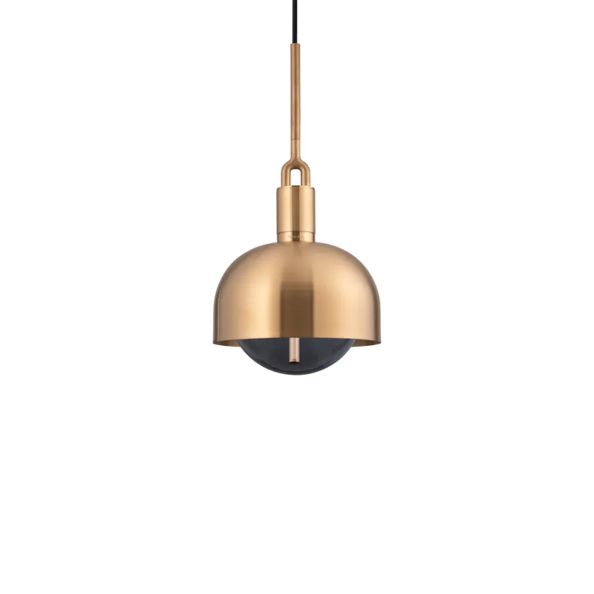 Forked Pendant / Shade / Globe / Smoked / Medium / Brass