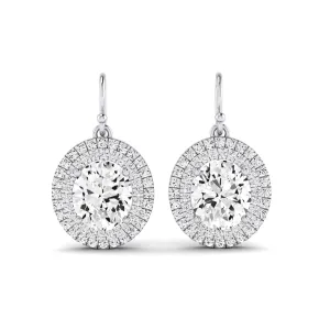 Forrest Oval Cut Lab Diamond Halo Drop Earrings