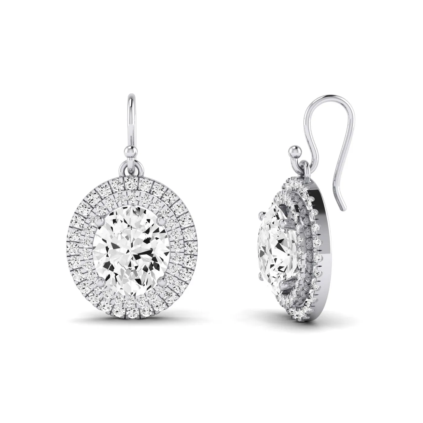 Forrest Oval Cut Lab Diamond Halo Drop Earrings